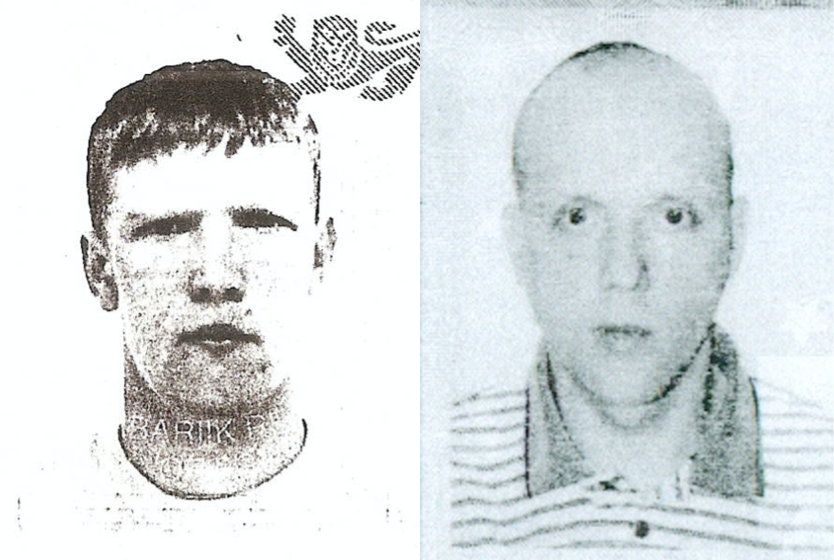 Passport photos of Vladimir Nikulin (left) and Jurijs Belovs (right)