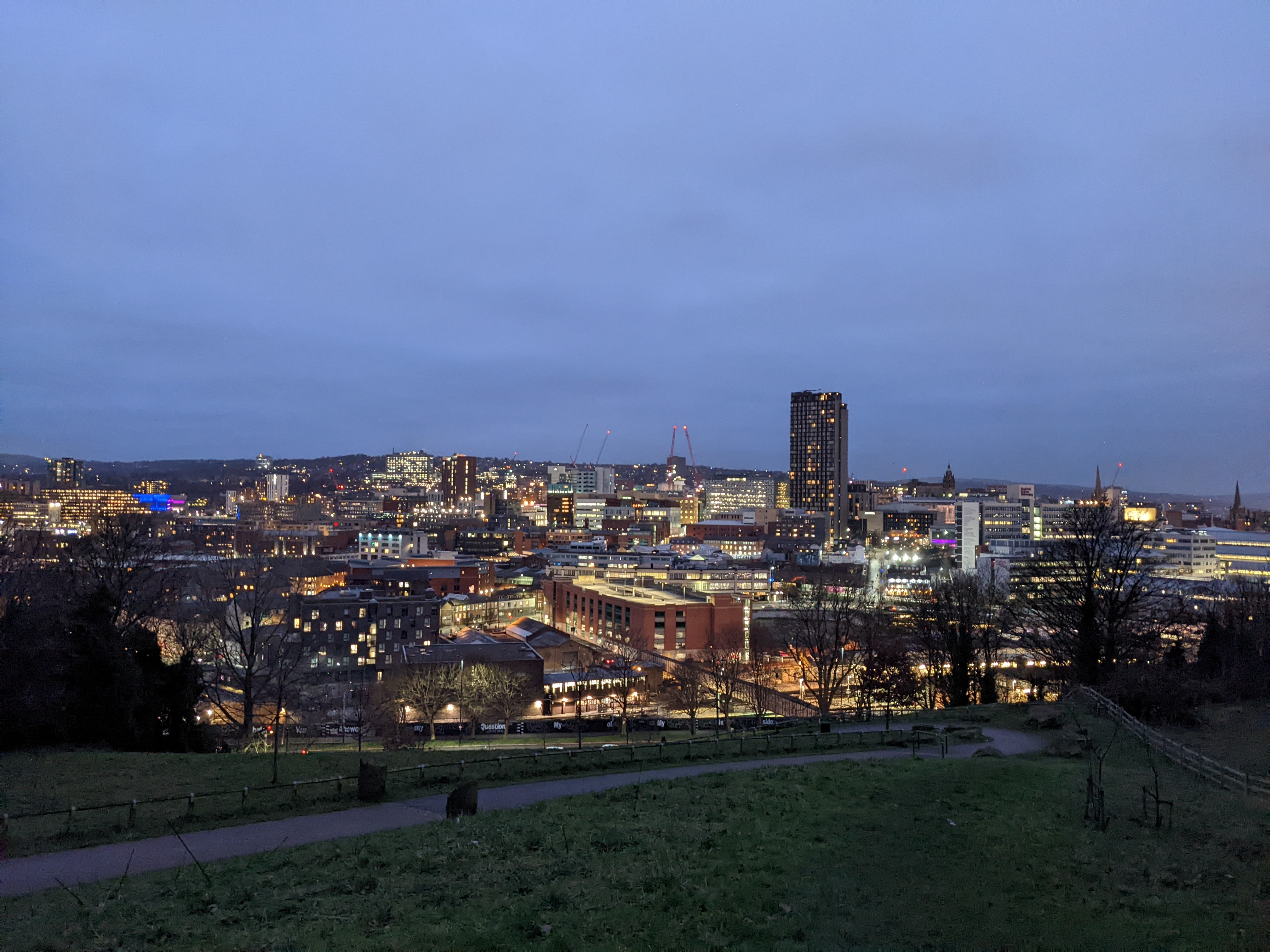 Sheffield city centre at night